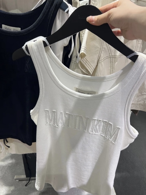 In Stock, Same-Day Shipping, Korea, 40% off Styles, Matin Kim Tank Top, Simple Logo Design, Summer Print, Sleeveless Style