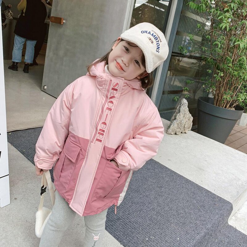 2020 New Children's Clothing Girls Winter Wear Thick Jacket Children's Foreign Color Matching Stormtrooper Baby Warm Top Tide