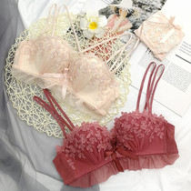  Small chest sexy beauty back no steel ring bra set gathered adjustment ladies underwear womens bra 2020 new style