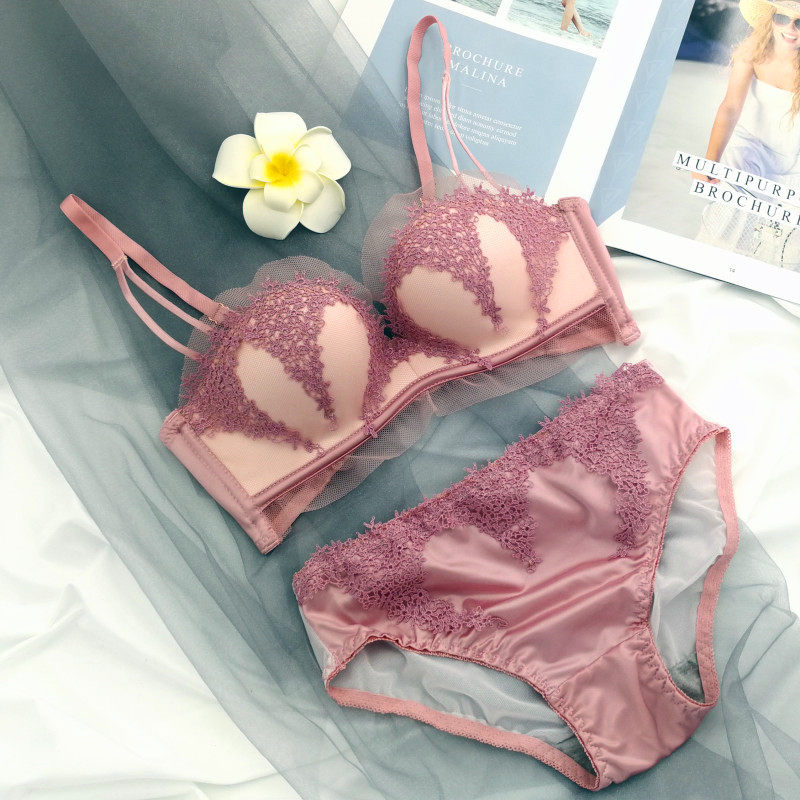 Day Lace Beauty Back Teenage Girl Half Cup Bra Gather Little Breasts Sexy Up Bra No Steel Ring Underwear Suit