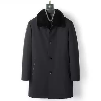 Ni overcome men's mink liner leather grass jacket Parker suit medium and long version of whole mink fur one coat winter