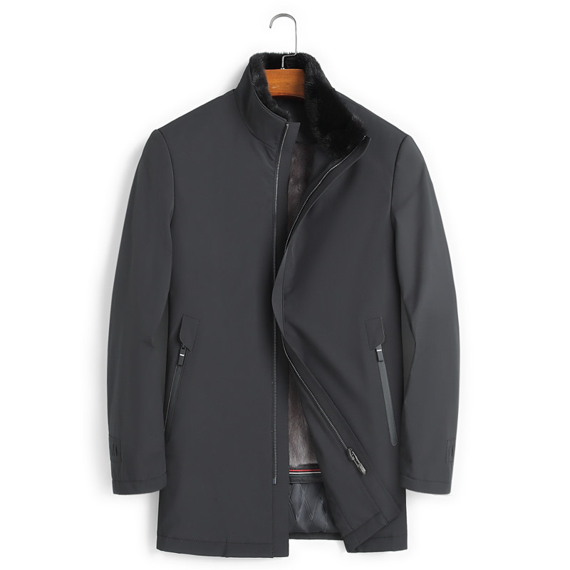 Ni overcomes the male mink fur coat fur integrated whole water mink liner to overcome the long-style papa coat in the fur-Taobao