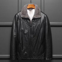 Whole Mink Leather Coat Men's Fur One Short Haining Leather Leather Cowhide Jacket Cross Mink Liner Jacket