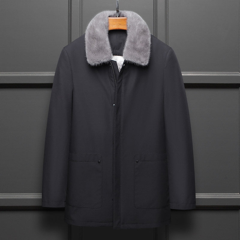 Nickelodeon Men's Mink Liner Whole Mink Fur Pie Overcoat Mid-length Coat Fur Integrated Lapel Fur Coat Winter