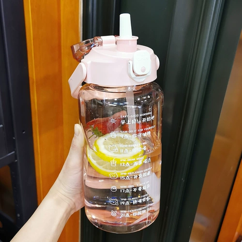 Летняя вместительная и большая милая трубочка со стаканом, портативный пластиковый спортивный чайник, 1500 мл