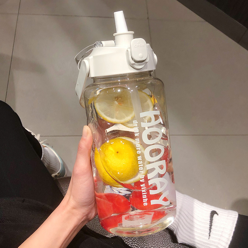 Water cup straw cup female cute large capacity 2000 ml large cup pot bottle portable with male plastic high temperature resistance