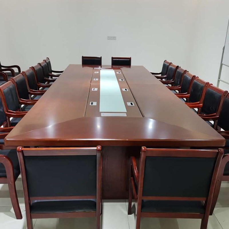 Paint desk baking varnish solid wood conference table large long table and chair combination fashion modern new Chinese style meeting table