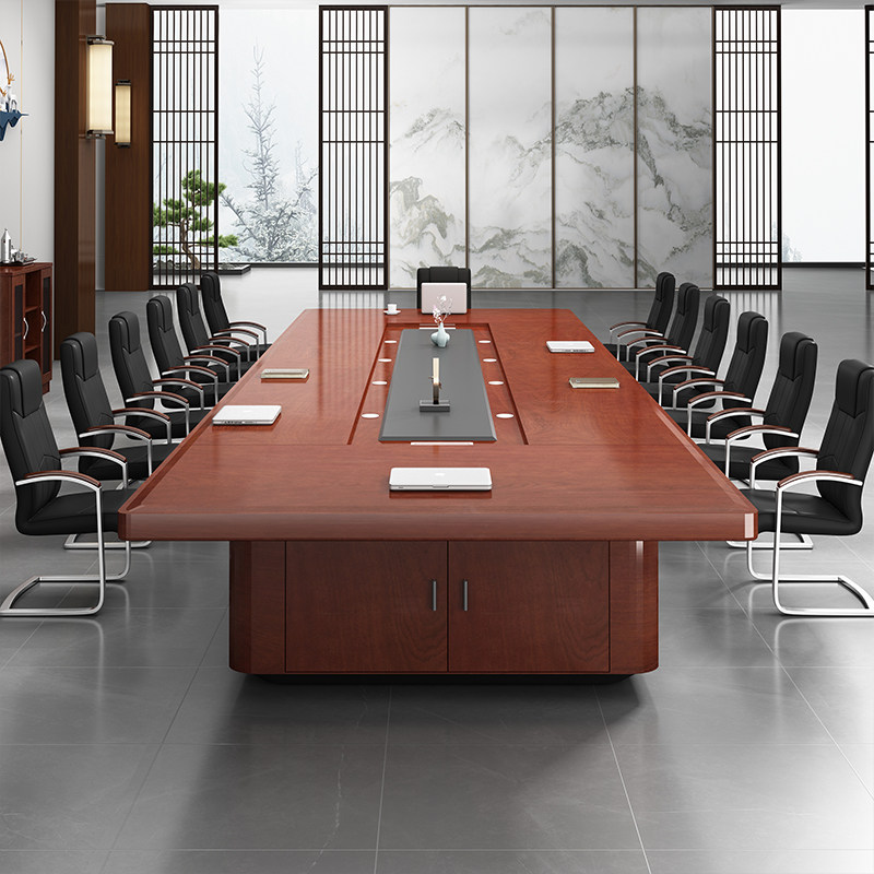 Paint conference table and chair combination long desk rectangular desk meeting reception table walnut solid wood furniture