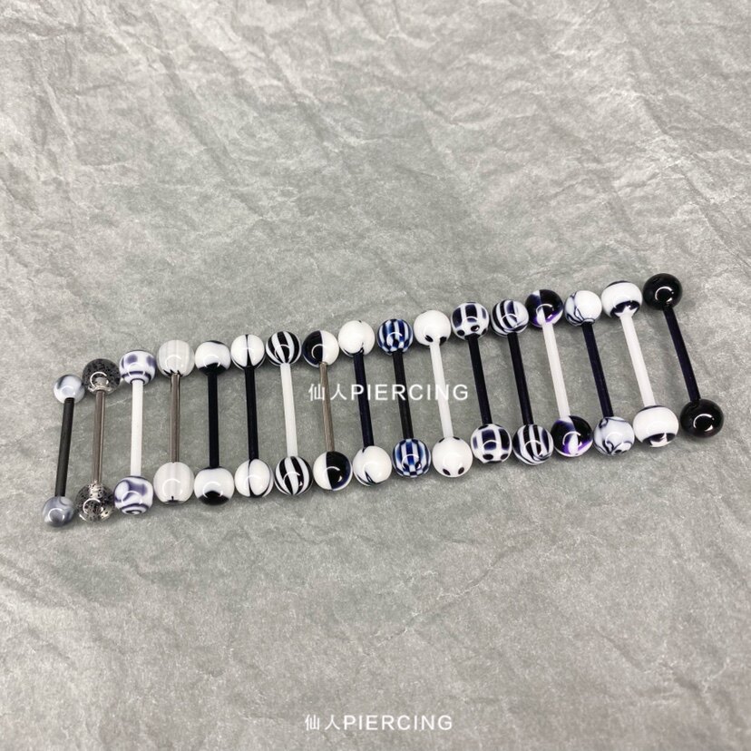 Acrylic New Black Tongue Nail Spicy Girl Fashion Resin Uv Pole 14g Body Piercing Piercing Ornament