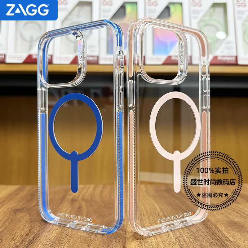 Zagg Crystal Clear Anti-Fall Antibacterial Phone Case D3O Material 4m Anti-Fall Compatible with Magsafe Magnetic Wireless Charging Suitable for Apple iPhone 14 Pro Max Simple 13 Protective Case