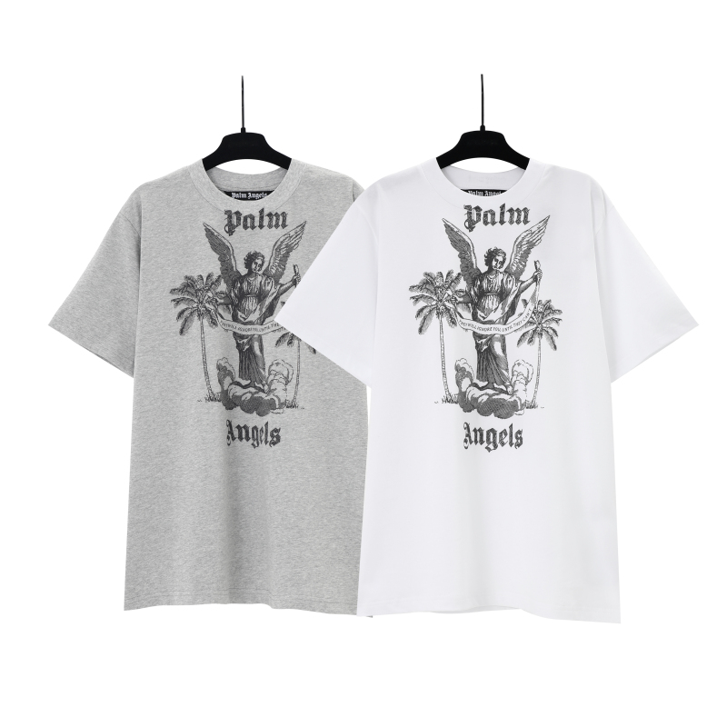Palm Angels Palm Angel New Character Coconut Tree Letter Print Summer Loose Men's and Women's Short-Sleeved T-Shirt Trendy
