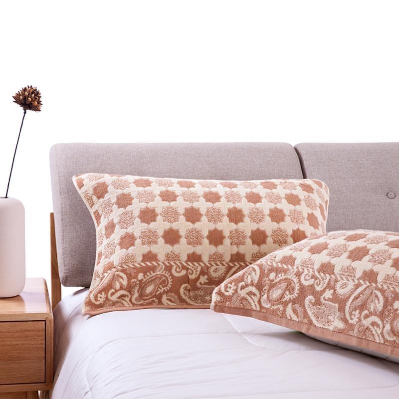 Khăn gối cũ màu xám 1 lễ hội đôi màu đỏ gối đôi khăn cưới khăn terry jacquard với đôi dài - Khăn gối vỏ ga gối