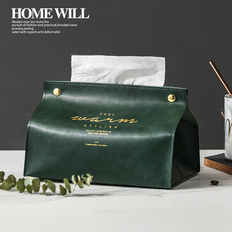 Leather Tissue Box Toilet Paper Box Home Living Room Dining Room Dining Room Tea Table Creativity Home Cute Collection Multifunction Brief