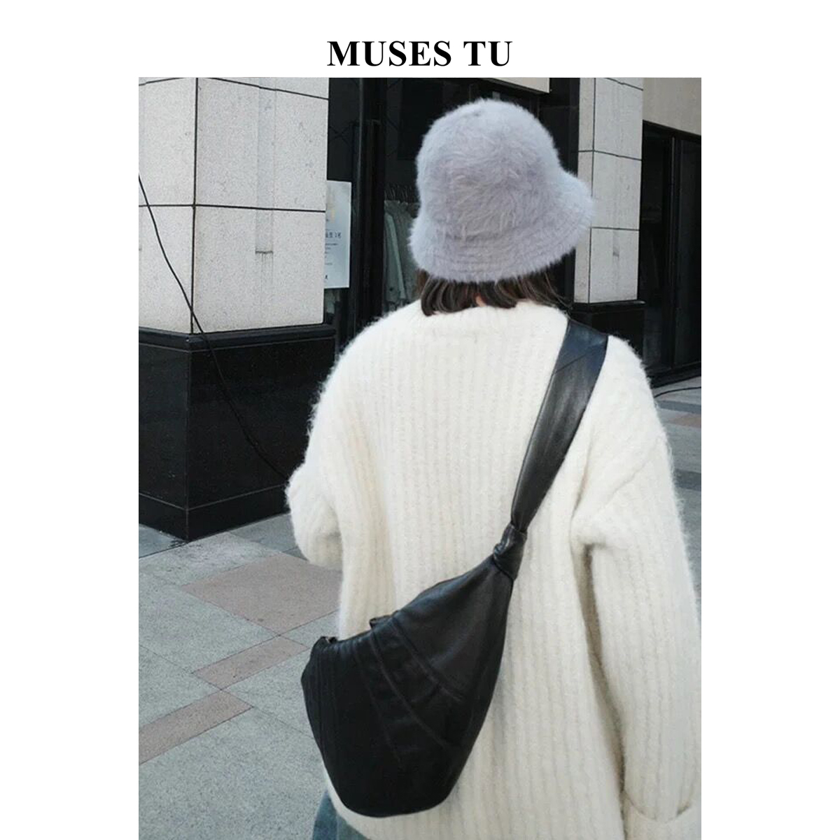 MUSESTU ミディアム |ニッチクロワッサンレザークロワッサンバッグシープスキンダンプリングバッグチェストバッグクロワッサンクロスボディバッグ