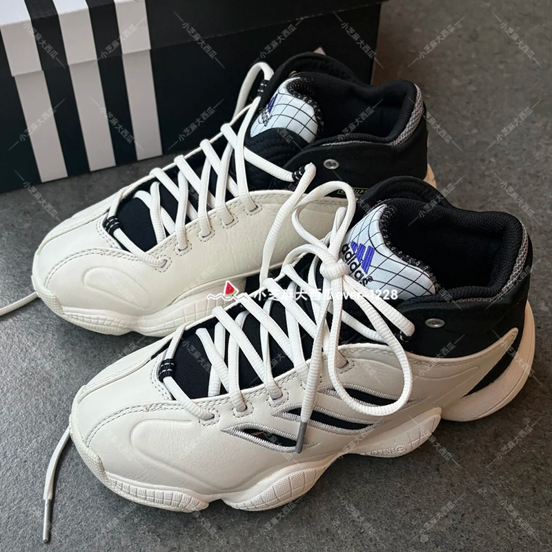 Adidas Adidas Trefoil Official Store Genuine Men's and Women's Sports Comfortable High-Top Black and White Basketball Shoes Jr9681