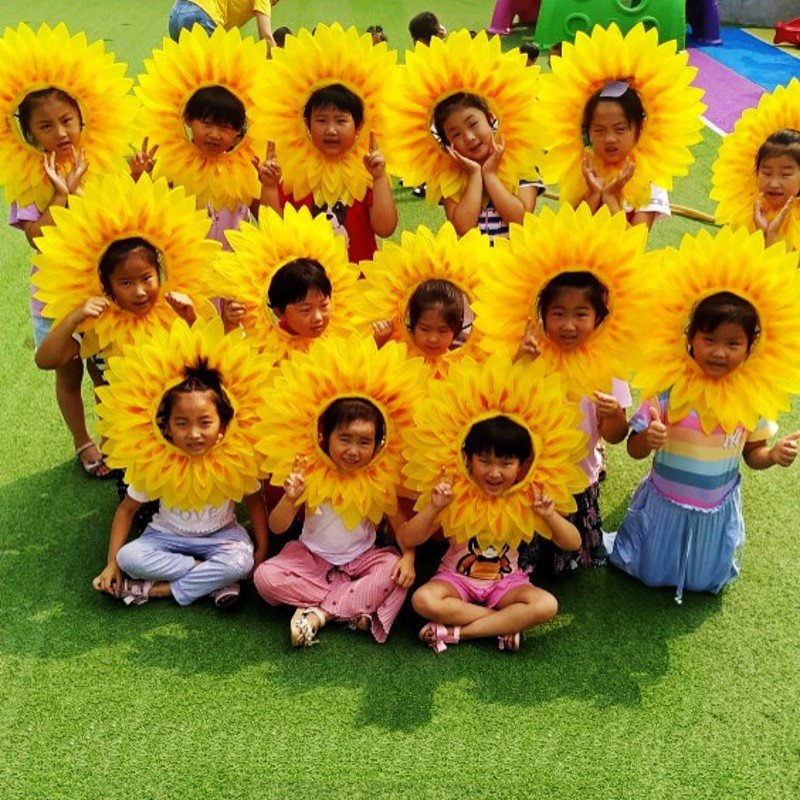 Decorative flower headgear supplies performance decoration flower sunflower headgear book children animal sun hat rabbit rabbit props sun flower
