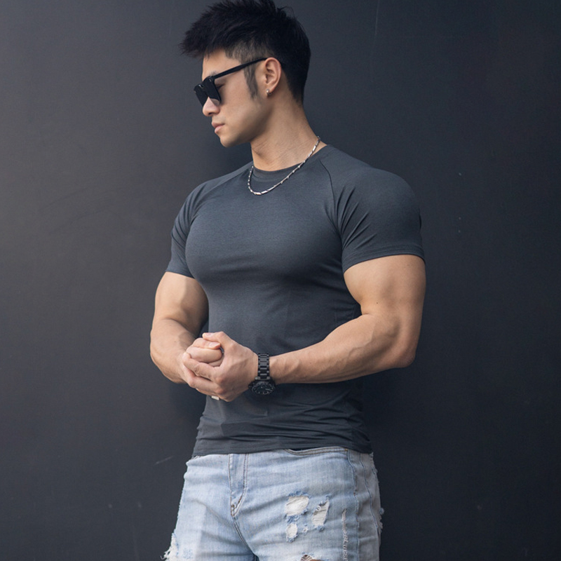 Fitness Tight Clothing Male short sleeves High elastic speed Dry brothers Running basketball Training Iron Explicit Muscle Sports T-shirt-Taobao