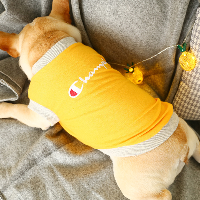 Net red dog pháp luật chiến đấu ngắn béo nhỏ chó nhỏ vest mỏng Pháp quần áo bulgie Pháp mùa xuân và mùa thu thủy triều mới - Quần áo & phụ kiện thú cưng quan ao cho meo