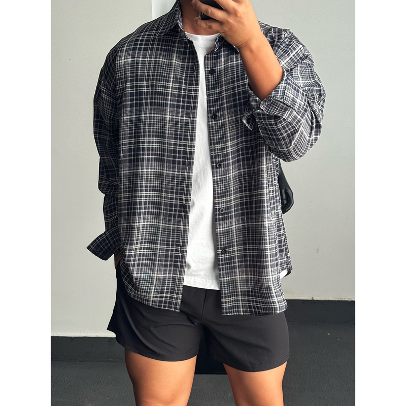 [New Pattern of the Same Fabric as the Plaid] Ultra-Lightweight Shirt, Summer Wrinkle-Resistant, Ultra-Thin, Casual, Loose-Fitting, Unisex C502