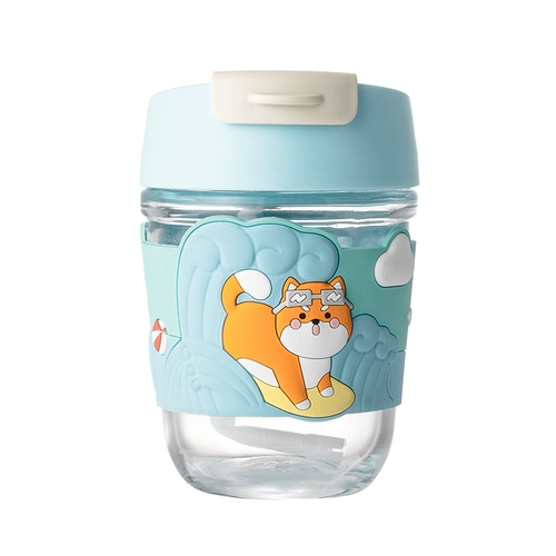 Стеклянная милая маленькая портативная трубочка со стаканом для школьников