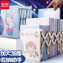 Retractable book stand extra large desk storage book clip fixed book table students use Cartoon creative ins style simple folding bookshelf high school students Book bracket put book by book baffle