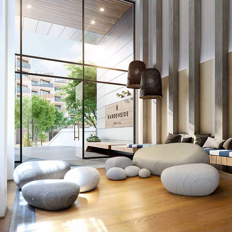 Glass Fiber Cobble Pebble Sofa Seat Mall Casual Chair Customize Public Stools Creative Rest Area waiting for a bench