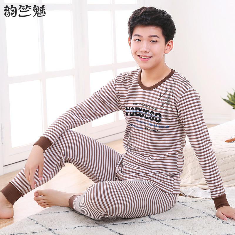 . Big boy mùa xuân mùa thu học sinh trung học cơ sở đồ lót ấm bộ mens mỏng junior junior cơ sở quần áo con trai mùa thu mùa thu quần tinh khiết.