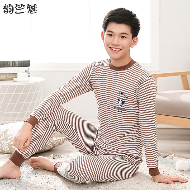 . Big boy mùa xuân mùa thu học sinh trung học cơ sở đồ lót ấm bộ mens mỏng junior junior cơ sở quần áo con trai mùa thu mùa thu quần tinh khiết.