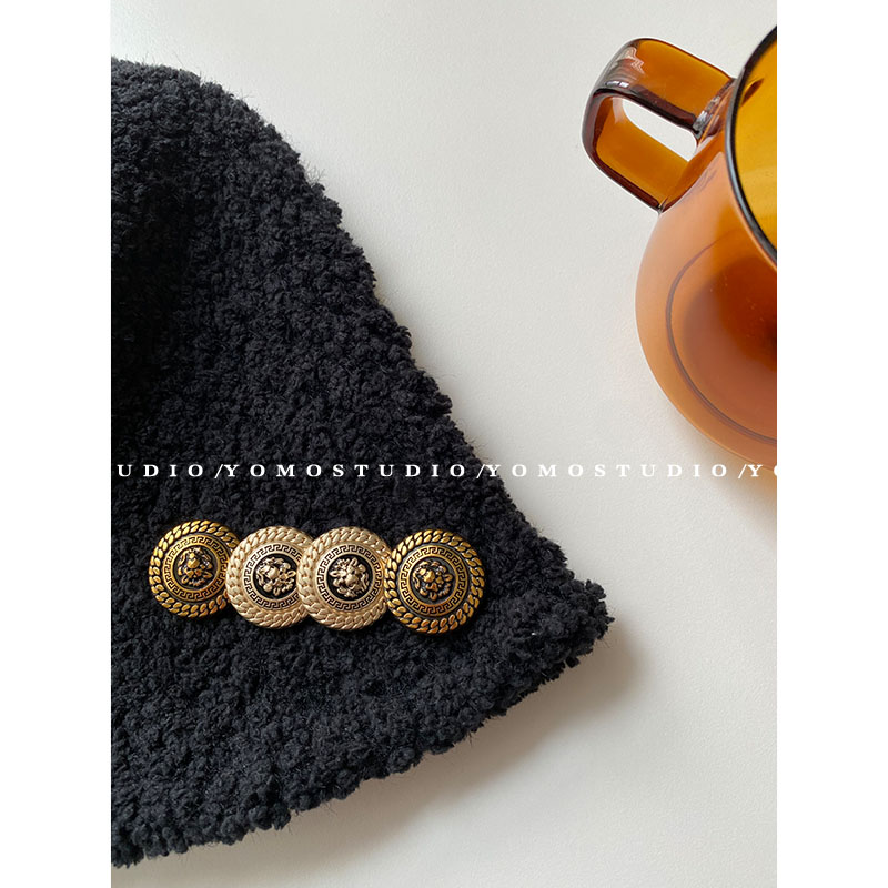 YOMOSTUDIO retro coat button lion head woolen suit button trench coat women's clothes decorative buttons