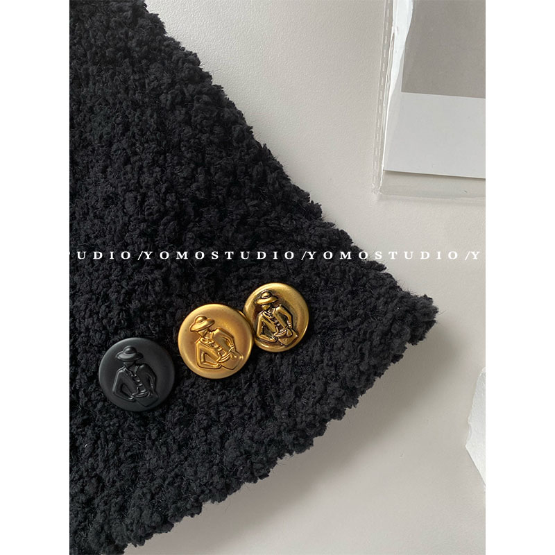 YOMOSTUDIO Vintage middle-aged golden wool button is a button tweed coat Western decorative button