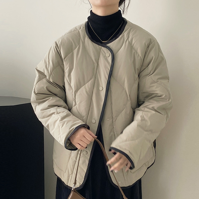 Korean Style ins Small Chanel-Style Round-Neck Quilted down Cotton Jacket for Women, Winter Cold-Proof, Super Pretty, Thick Padded Coat, Trendy