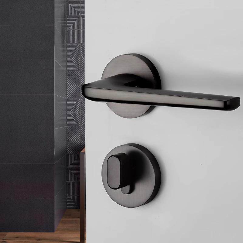 Fivepears Mechanical Door Lock Indoor Bedroom Nordic Black Split Modern Minimalist Silent Wooden Door Handle