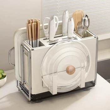 High-End New Model Kitchen Knife Holder Integrated Storage Rack for Knives, Chopsticks, and Spoons