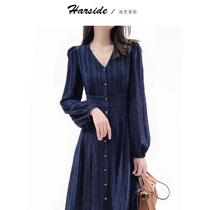 HARSIDE 2020 new fashion V-neck vintage tea embroidered long lace hollow dress