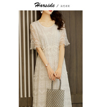 White true silk dress dress woman 2022 new summer upscale brand big code mulberry silk medium long skirt A word dress