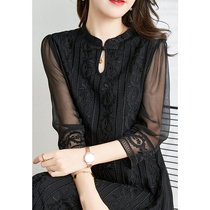 Harsid National Fair Black Silk Dress 2022 New Harvey embroidered silk dress
