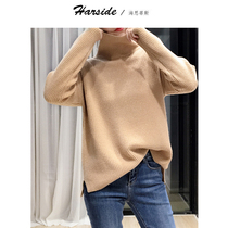 2021 autumn and winter New High neck pure cashmere sweater womens pullover slim thick short sweater bottoming sweater