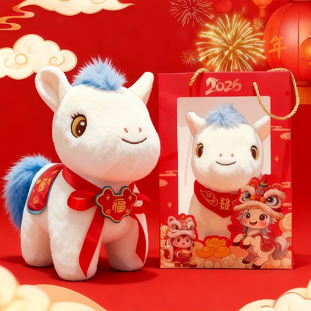 Year of the Horse Mascot Plush Toy 2026 New Model Zodiac Doll New Year Gift Decoration Ornament Dh