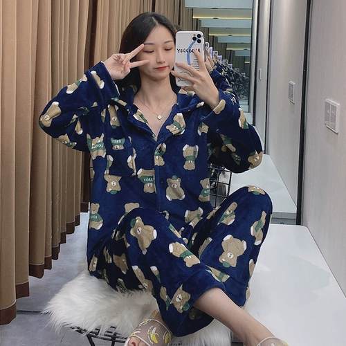 Демисезонная коралловая бархатная пижама для влюбленных, милый зимний комплект, увеличенная толщина, 2020 года