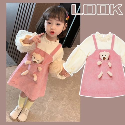 Слинг для девочек, платье, детский комплект, в западном стиле, популярно в интернете, детская одежда, осенний