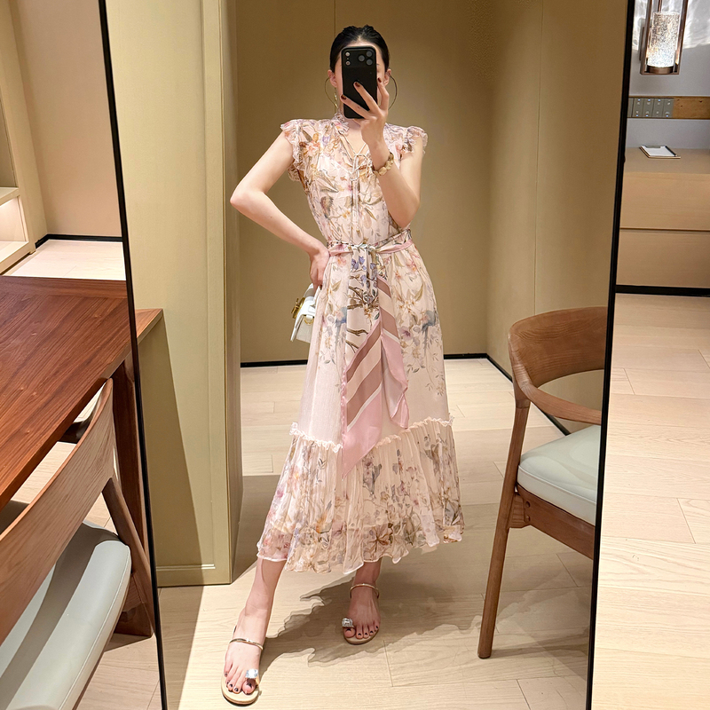 Xie Dalin High-End Mulberry Silk Dress for Women 2026 New Floral Print Unique Long Dress for Summer