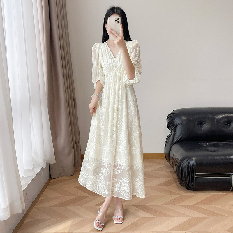 Xie Dalin High-End Heavy Embroidery Silk Mulberry Silk Dress for Women 2026 New Elegant and Graceful Long Dress