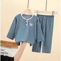 Summer silk childrens pajamas set cotton silk big boy boy girl child baby pajamas thin home wear