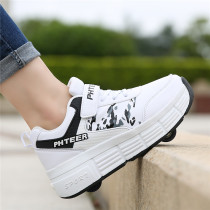 Girls runaway shoes Students boys double wheel children pulley shoes Sports wheel shoes deformation shoelaces Wheel shoes automatic
