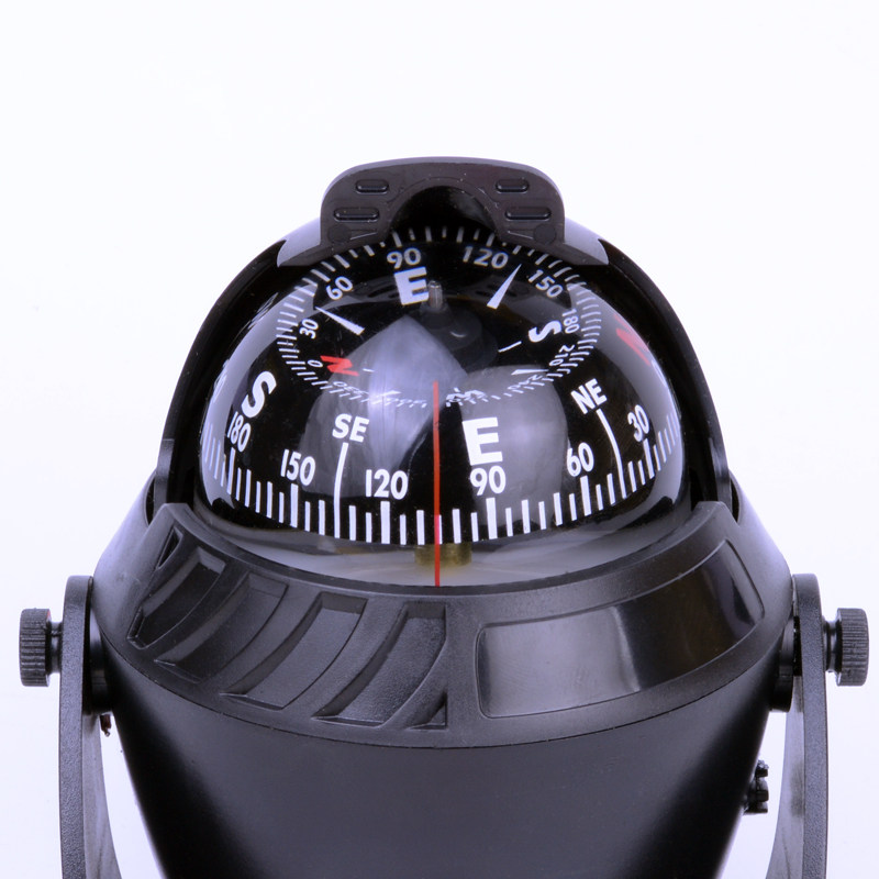 Vehicular marine compass with LED lamp magnetic partial angle adjustment of the boat's navigation compass means the north needle