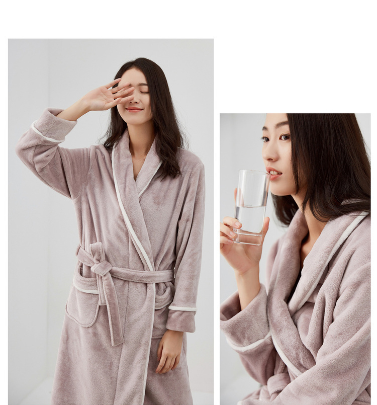 Top dưa dưa mùa đông nhà flannel áo choàng dày ấm ấm tinh khiết màu quần áo ngủ