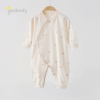 婴儿连体衣春秋四季纯棉棉毛女宝宝偏开长袖哈衣打底家居服睡衣服