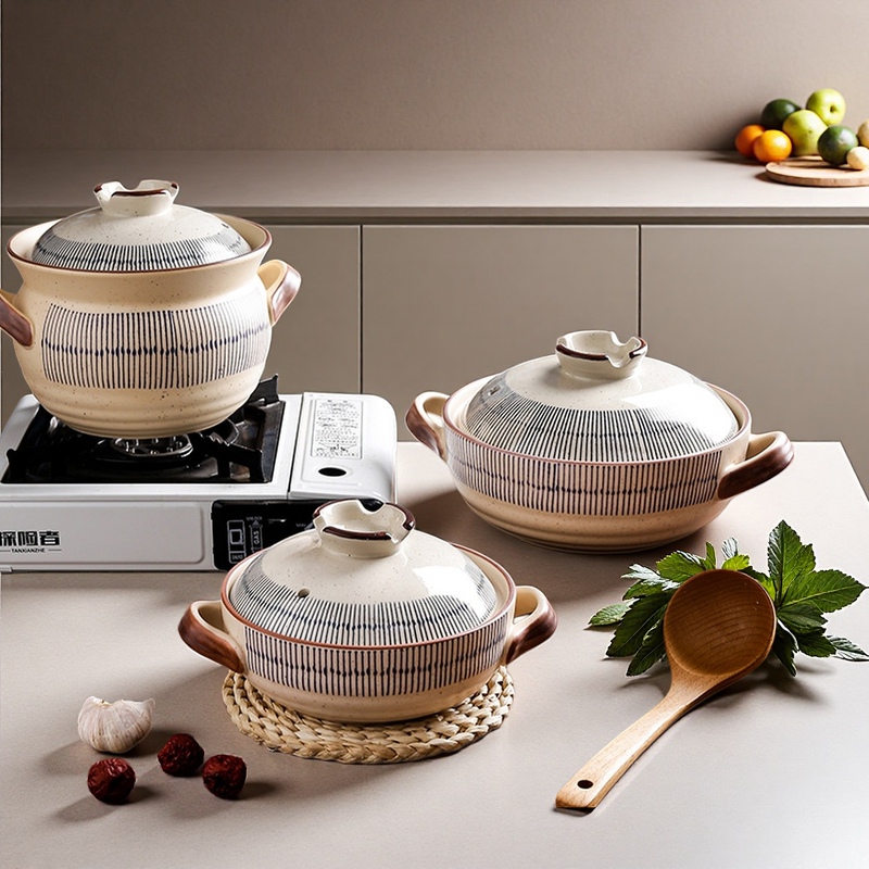 Modern Housewife's Same Style High-Temperature Resistant Clay Pot, Non-Cracking, Uncoated Pot for Soup, Household Ceramic Pot for Gas Stove Use