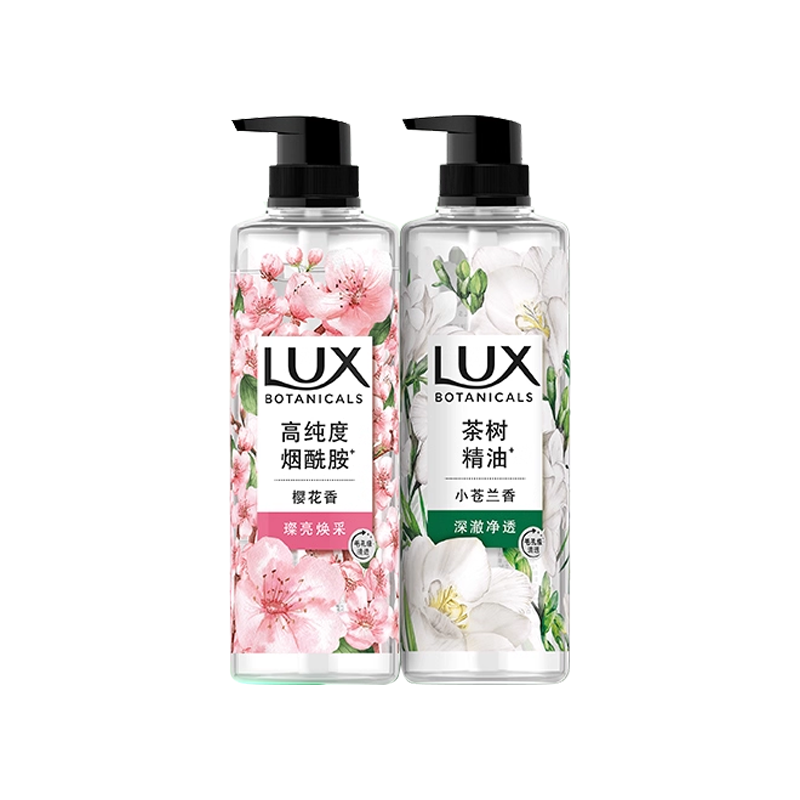 LUX力士植萃精油香氛小苍兰樱花香沐浴露男女士清洁留香550g*2