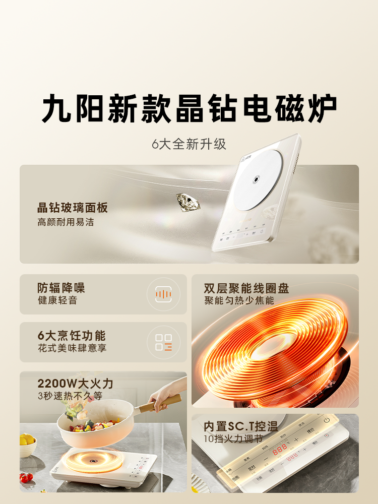 Joyoung Induction Cooker New Model for Home Use, Special for Hot Pot and Stir-Frying, All-In-One Complete Set of Electric Ceramic Stove, Multifunctional and Compact